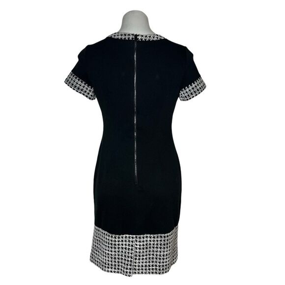 KARL LAGERFELD Paris Black White Dress Sheath Houndstooth Detail Size 6 - Picture 2 of 10
